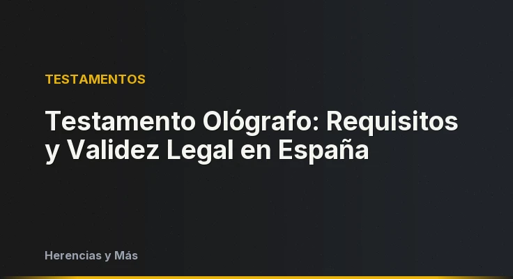 Testamento Ológrafo: Requisitos y Validez Legal en España
